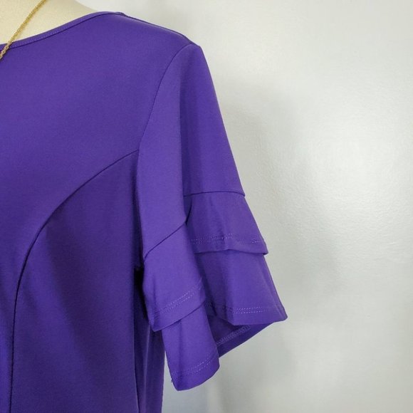 Bob Mackie Petite Purple Ruffle Sleeve Shift Dress NWOT Size XSP - Picture 3 of 10